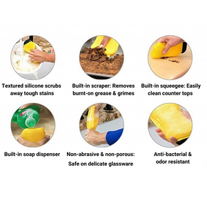 One&Done™ 3-in-1 Premium Silicone Kitchen Sponge (2 Pack)